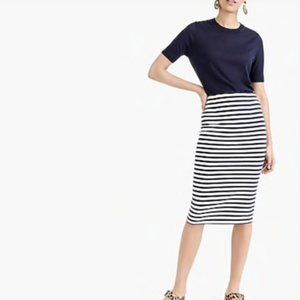 J. Crew knit pencil skirt in navy stripe NWT